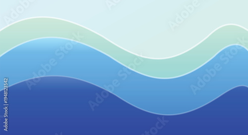 Soft Blue and Seafoam Green Wavy Gradient Background with Smooth Translucent Layers for Peaceful Marine and Environmental Wellness Graphic Design Themes