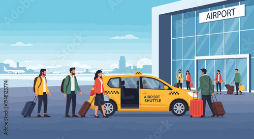 Airport Taxi Shuttle Service: Travelers Arriving and Departing from Terminal