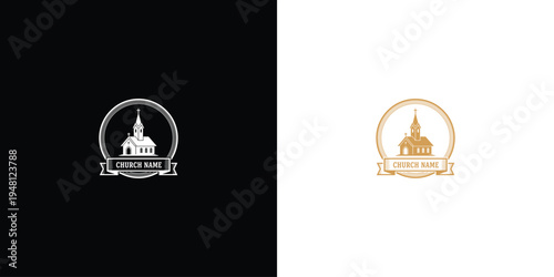 Elegant Church Logo Emblem - Religious Building Silhouette.
