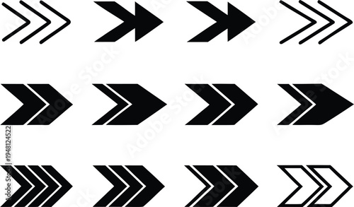 Collection of black and white arrow icons