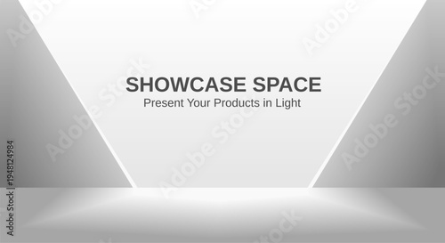 Professional White Studio Showcase Space for Product Presentation and Mockup