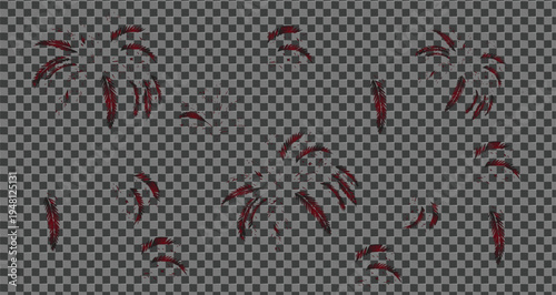 Abstract digital art with red and black shapes on a gray background