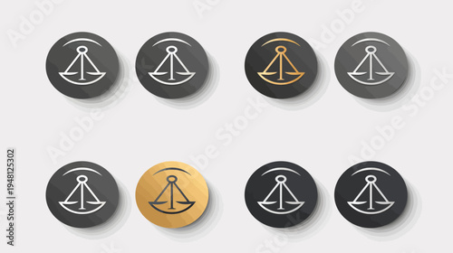 Several oval-shaped icons showcasing a scale design in different color variations with a shadow