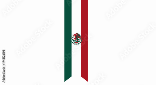 Vertical banner featuring the national flag of mexico with its official emblem in the center part