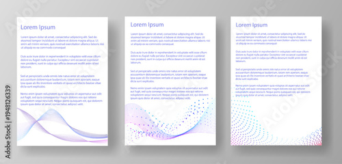 This blank A4 letter mockup template shows three formats designed for vector illustrations. Each format has space for text and offers a modern look ideal for various projects