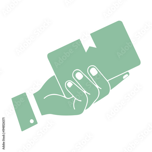 Hand holding a mobile device with finger gestures for navigation