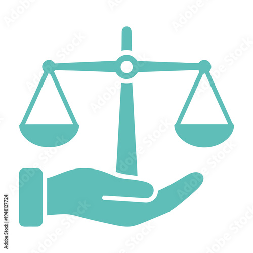 Hand holding balanced scales symbolizing justice and fairness