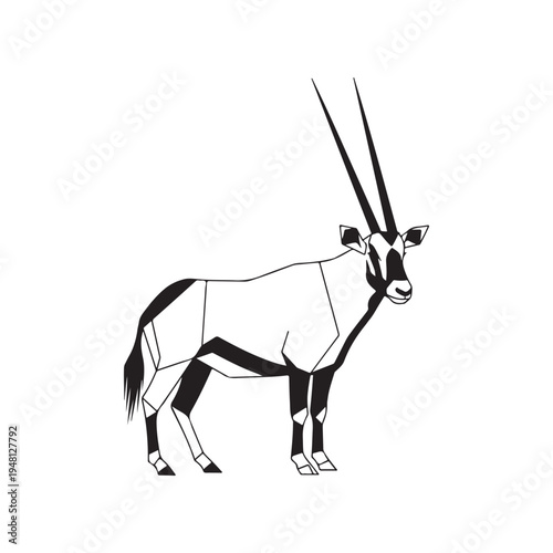 A close-up of an animal with long horns