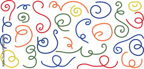 Colorful swirling patterns on a white background