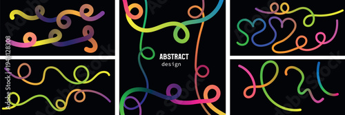 Vibrant neon light trails in black background