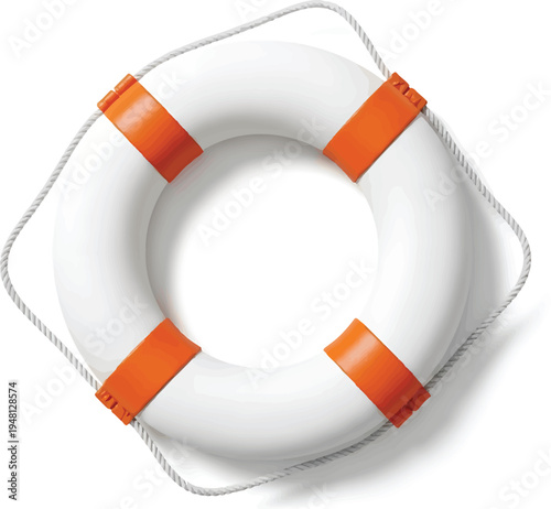 Life Preserver Ring with Orange Straps and Rope