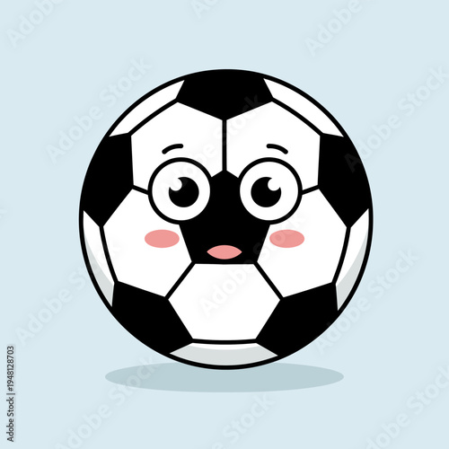 Cartoon Soccer Ball with Facial Expression.