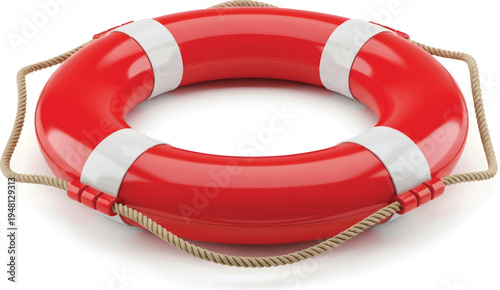 Red Lifebuoy Isolated on White