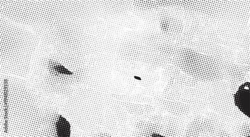 Monochrome abstract background with scattered dots and dark textured elements with digital art with copy space