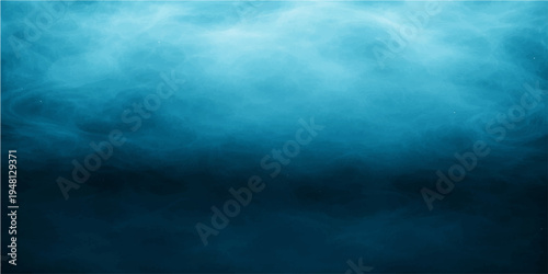 Deep abstract storm clouds over a dark blue grunge ocean landscape with night waves reflecting light across the deep sea horizon