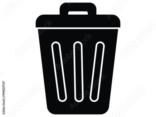 Simple black delete trash can vector illustration