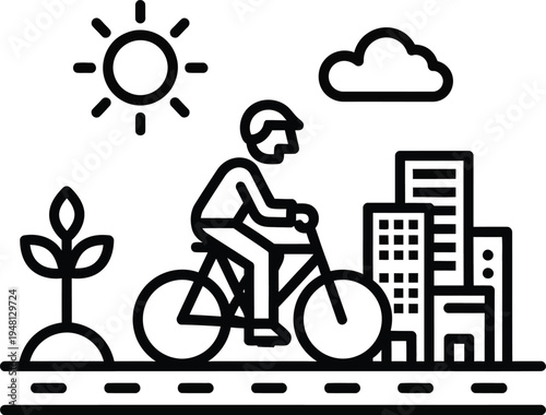 Cycling cityscape eco friendly transportation