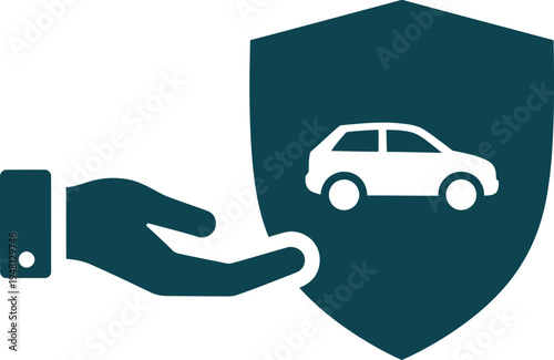 Car Insurance Protection Shield Hand Minimalist Vector Icon