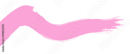 Pink brush stroke wave across white background with textured edges and small splatters paint