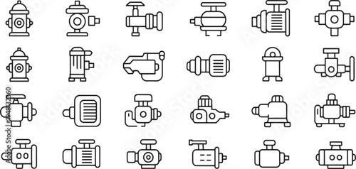 Collection of black line representing various pumps and hydrants