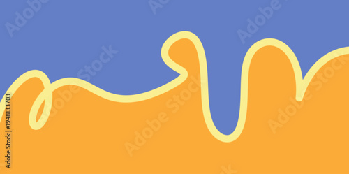 Curvy Line Abstract Playful Background. Fun illustration vector background with curvy flowing lines in blue and orange, playful organic movement creating modern cheerful decorative composition.