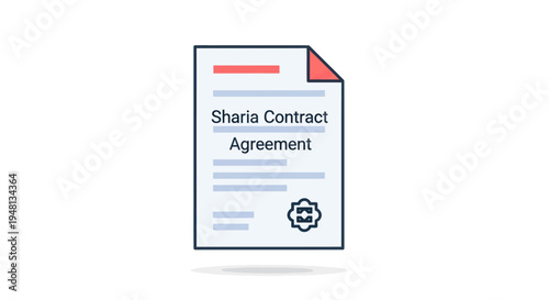 Illustrated Sharia Contract Agreement Document with Red Details.