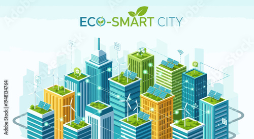 Eco-Smart City Concept: Sustainable Urban Development with Green Buildings and Renewable Energy