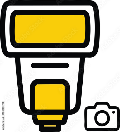 External Camera Flash Speedlight Icon in Yellow and Black