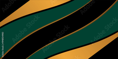 Dark green digital art waves with gold light in the middle, design background for element design. Vector