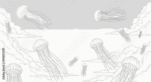 Jellyfish Swimming in the Ocean Water.