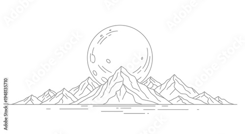 Mountain range under full moonlight.