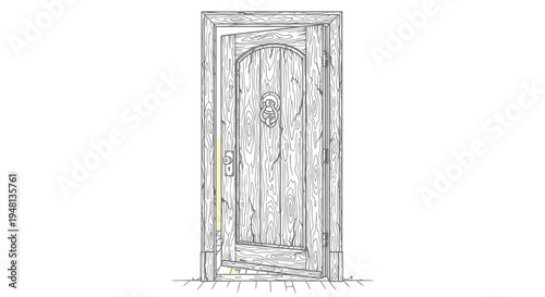 Old wooden door with frame.