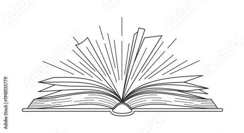 Open Book with Pages Flying Out.