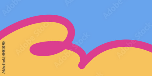 Soft Pink Curve Vector Illustration. Gentle pink curve over yellow and blue background. Minimalist abstract vector illustration background conveying softness and modern professional design.