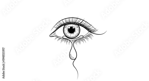 Sad eye with a single tear.