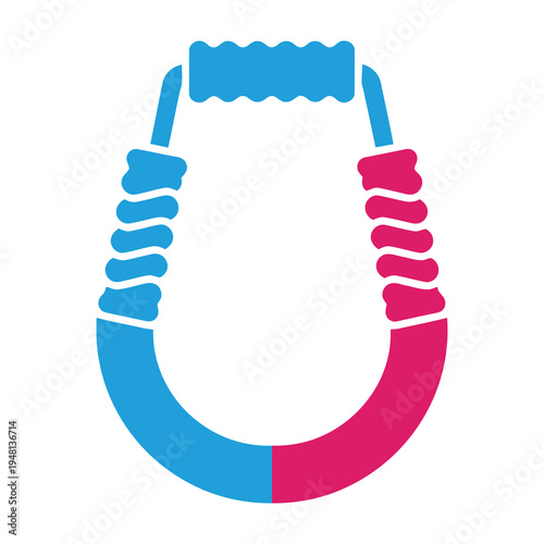 Colorful magnetic horseshoe symbolizing attraction and energy with blue and pink contrasting shades