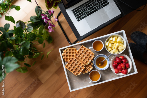 Belgian waffles breakfast