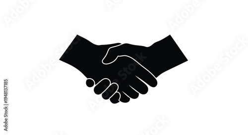 Simple black silhouette depicting a firm handshake between two people