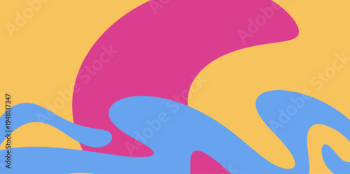 Playful Round Shape Vector Illustration. Fun and playful abstract vector background illustration with large rounded organic forms and a bright energetic yellow atmosphere.