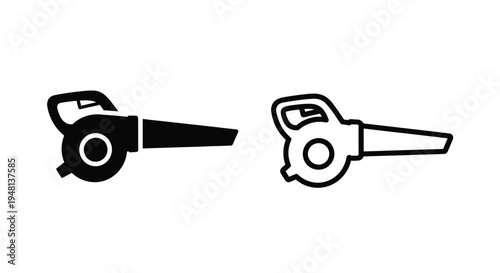 Black and white illustration of two handheld leaf blowers