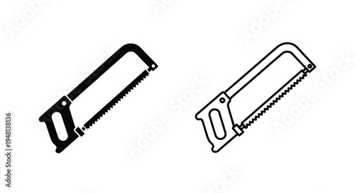 Two hand saws depicted in a simple black and white line art style