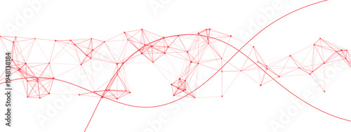Vector Digital network abstract waves in a creative data flow and interconnected nodes, technology and science, illustrates innovative ideas