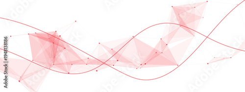 Vector Abstract wavy design with interconnected red lines showcases technological progress, innovative digital waves, and high-tech elegance