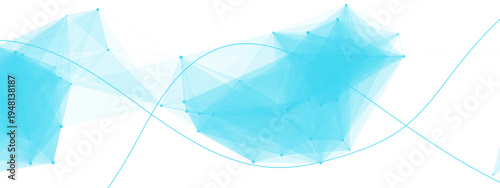 Vector Intricate blue network abstract design composed of lines, dots and curves portrays connectivity and data visualization.