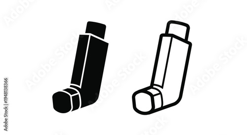 Two black and white illustrations of medical inhaler devices