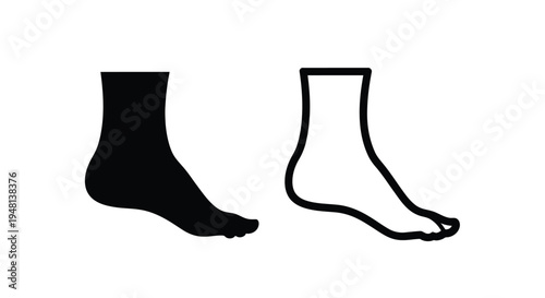 Simple black and white illustration of two human feet in profile