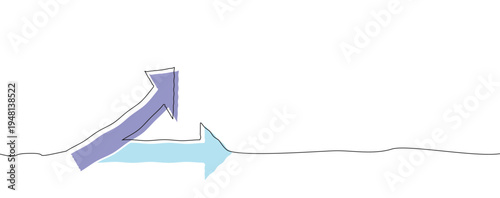 Rising path arrows, growth and decline trend concept vector illustration.