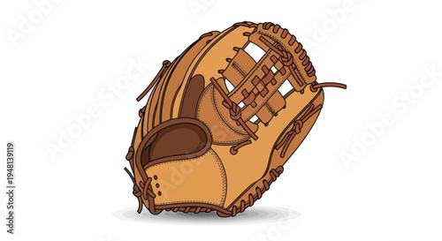Classic baseball glove illustration for sports and game themes.