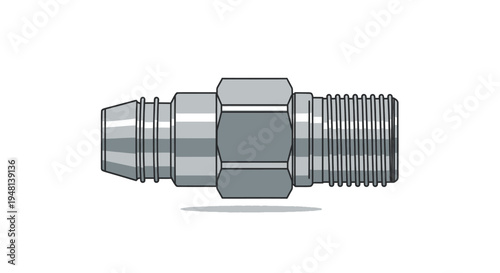 Metal pipe fitting connector isolated on a white background.