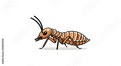 Cartoon Termite Character Illustration on White Background